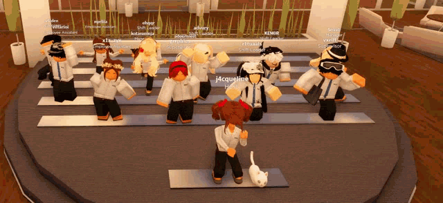 a group of people are playing a video game and one of them is named jacquelineh