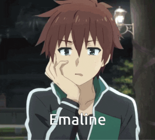 a cartoon character with the name emaline written on the bottom