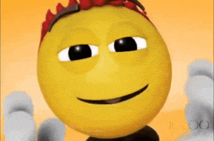 a close up of a smiley face with a red hat on it