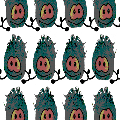 a seamless pattern of a cartoon character with a smiley face