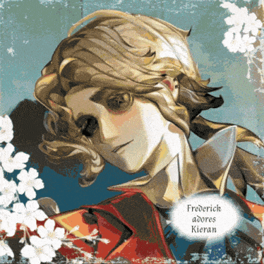 a painting of a man with the name frederick adores kieran on it