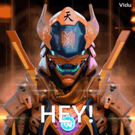 a futuristic robot with the words hey on it