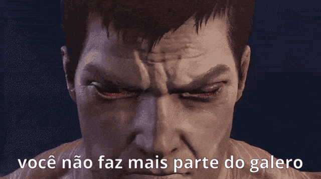 a man with red eyes and the words você não faz mais parte do galero on the bottom