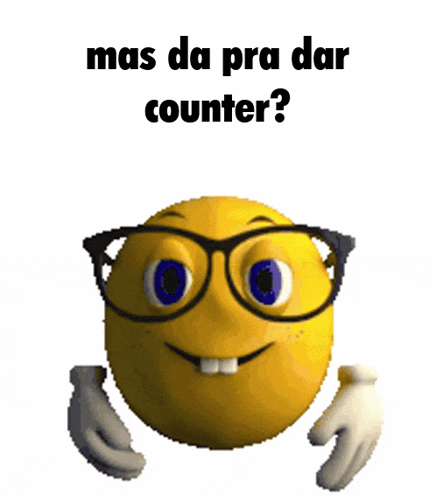 a smiley face with glasses and the words mas da pra dar counter below it