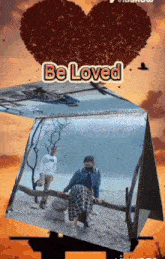 a picture of a man and woman on a beach with the words be loved above them
