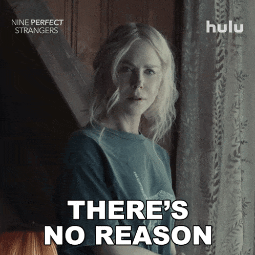 a poster for nine perfect strangers shows a woman standing in front of a window and says there 's no reason