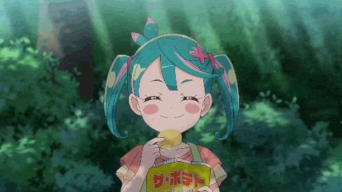 a girl is holding a bag of potato chips in her hands