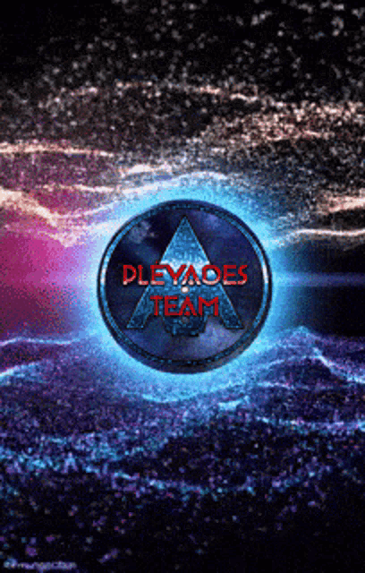 a logo for pleyaoes team is displayed on a purple and blue background