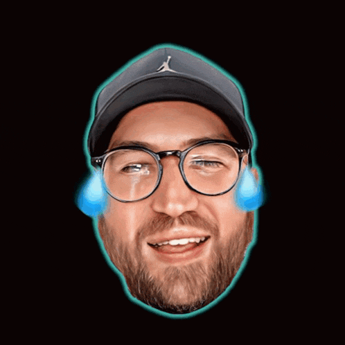 a drawing of a man wearing glasses and a hat with the word jordan on it