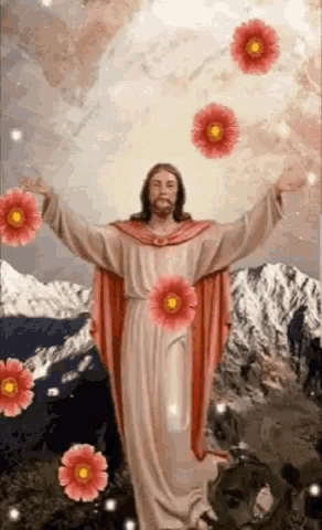 Jesus Christ Flowers GIF - Jesus Christ Flowers Floating GIFs