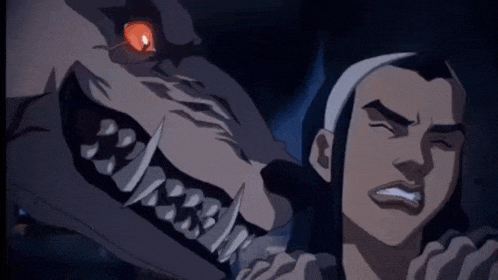 a cartoon drawing of a woman being attacked by a monster