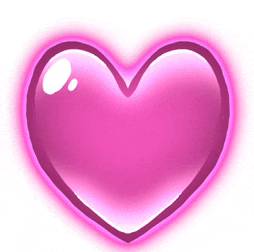 a glowing pink heart with a white outline on a white background