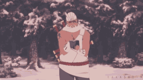 a kakashi h drawing of a man standing in front of a red background