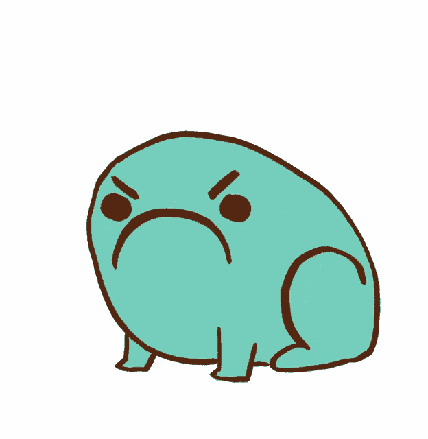 a cartoon drawing of a whale with an angry look on its face