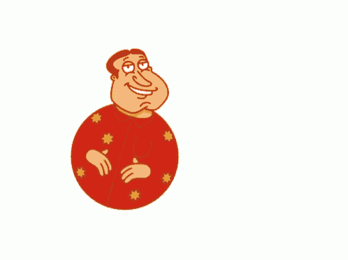 a cartoon of a man sitting on a red ball