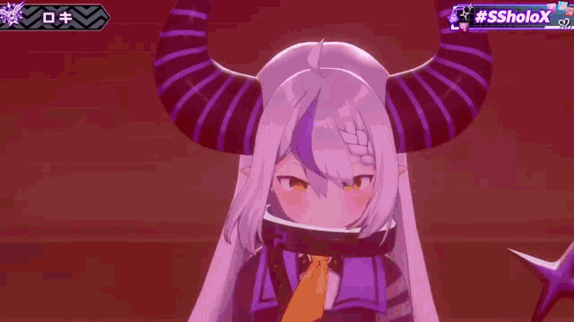 a video game character with horns and the hashtag #ssholox on the bottom