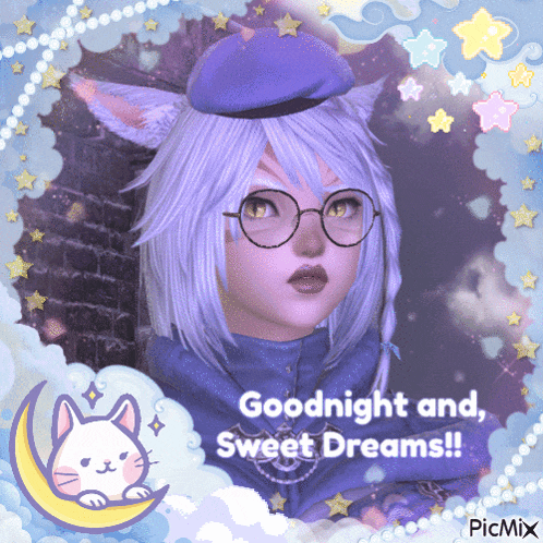 a picture of a girl with the words goodnight and sweet dreams on the bottom