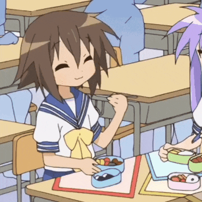 a girl in a sailor uniform is sitting at a desk eating food