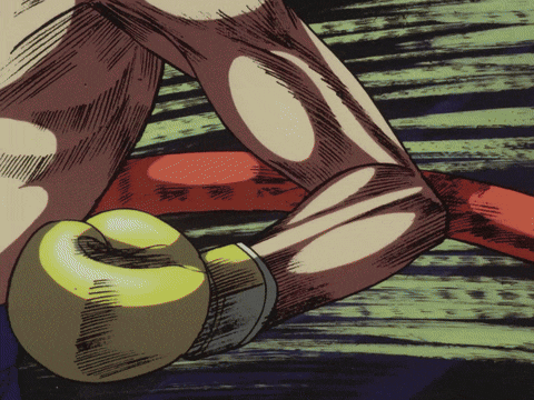a drawing of a boxer with a yellow glove on