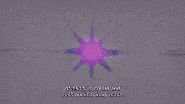 a person is holding a purple object in their hand and saying of infinity to create and push out imaginary mass .