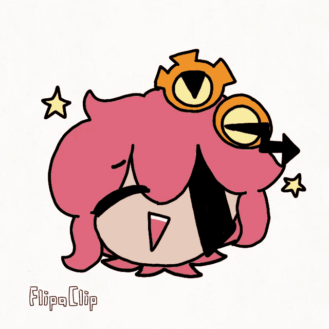 a cartoon drawing of a girl with pink hair and the words flipa clip below