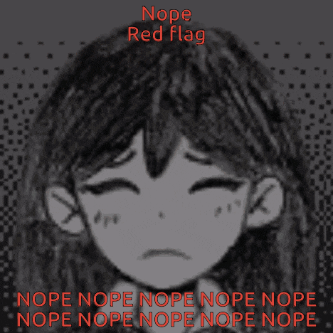 a drawing of a girl with the words nope red flag above her