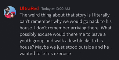 a screenshot of a conversation between ultrared and someone