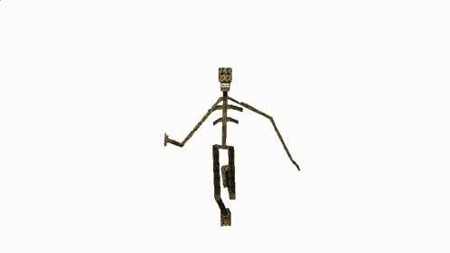 a drawing of a skeleton on a wooden stand with a white background