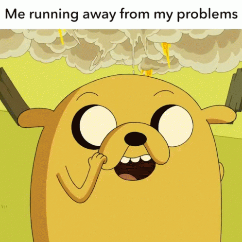 Me Running Away From My Problems Jake GIF - Me Running Away From My Problems Jake Adventure Time GIFs