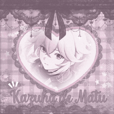 a picture of a girl in a heart with the name kazuha de matiu on the bottom