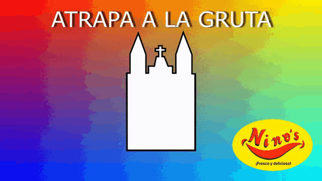 an advertisement for nino 's shows a church with a cross on top of it