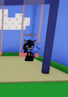 a black cat is sitting on a swing in a game called sonic the hedgehog ..