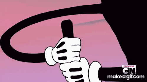 a cartoon character is holding a sword with cn make a gif.com written below it