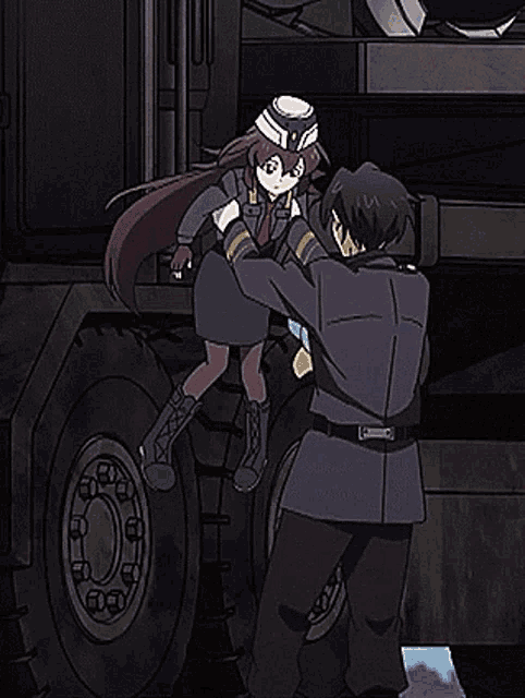 a man and a girl are standing next to each other