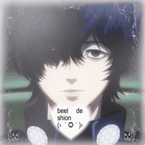 a picture of a boy with a heart that says ' beel de shion '
