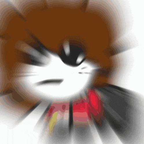 a blurred image of a cartoon character with a red heart in the background