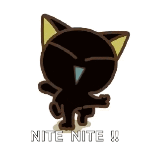 a cartoon cat is standing on its hind legs with the words nite nite written on the bottom .