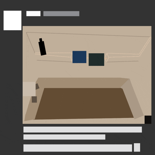 a picture of a room with two squares on the ceiling