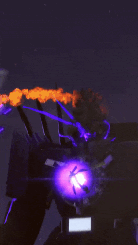 a dark room with a purple light coming out of the middle