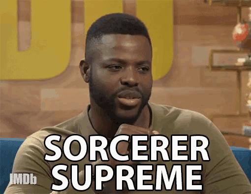 a man with a beard says sorcerer supreme on a screen