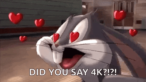 bugs bunny from looney tunes is in love with hearts in his eyes .