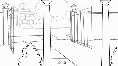 a black and white drawing with a yellow star