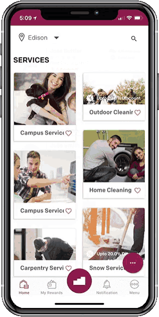a phone displays a list of services including campus service