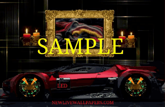 a picture of a car and candles with the word sample above it