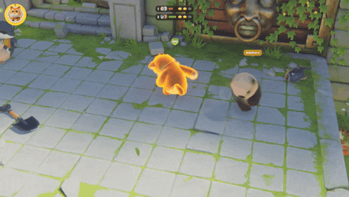 a video game is being played on a tiled floor with a sign that says brothers