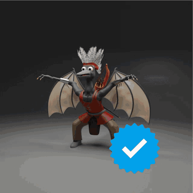 a blue check mark next to a ghost with blood coming out of its eyes