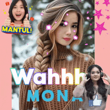 a woman with a braided hair style and the words wahh mon
