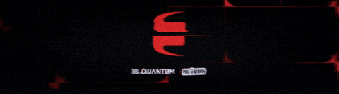 a black background with red letters that says quantum