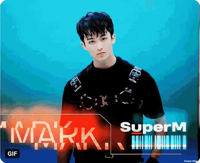 a picture of a young man with the word mark on it