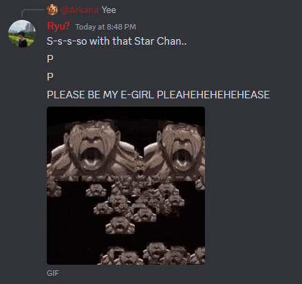 a screenshot of a discord conversation between ryu and p
